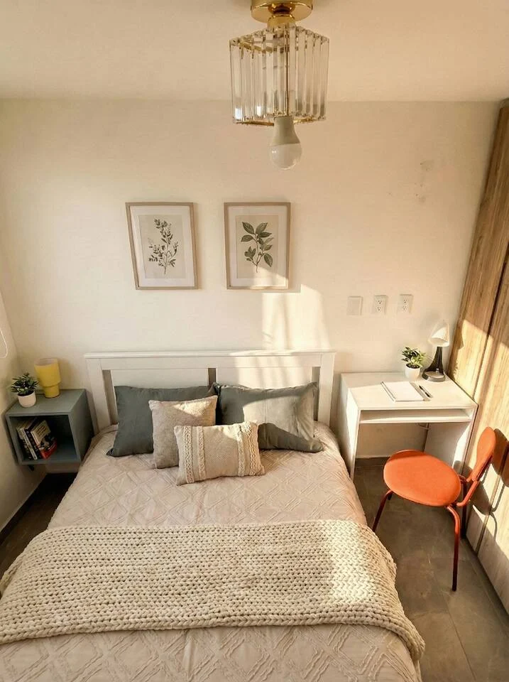 Habitación preparada para una estancia de trabajo en Narvarte